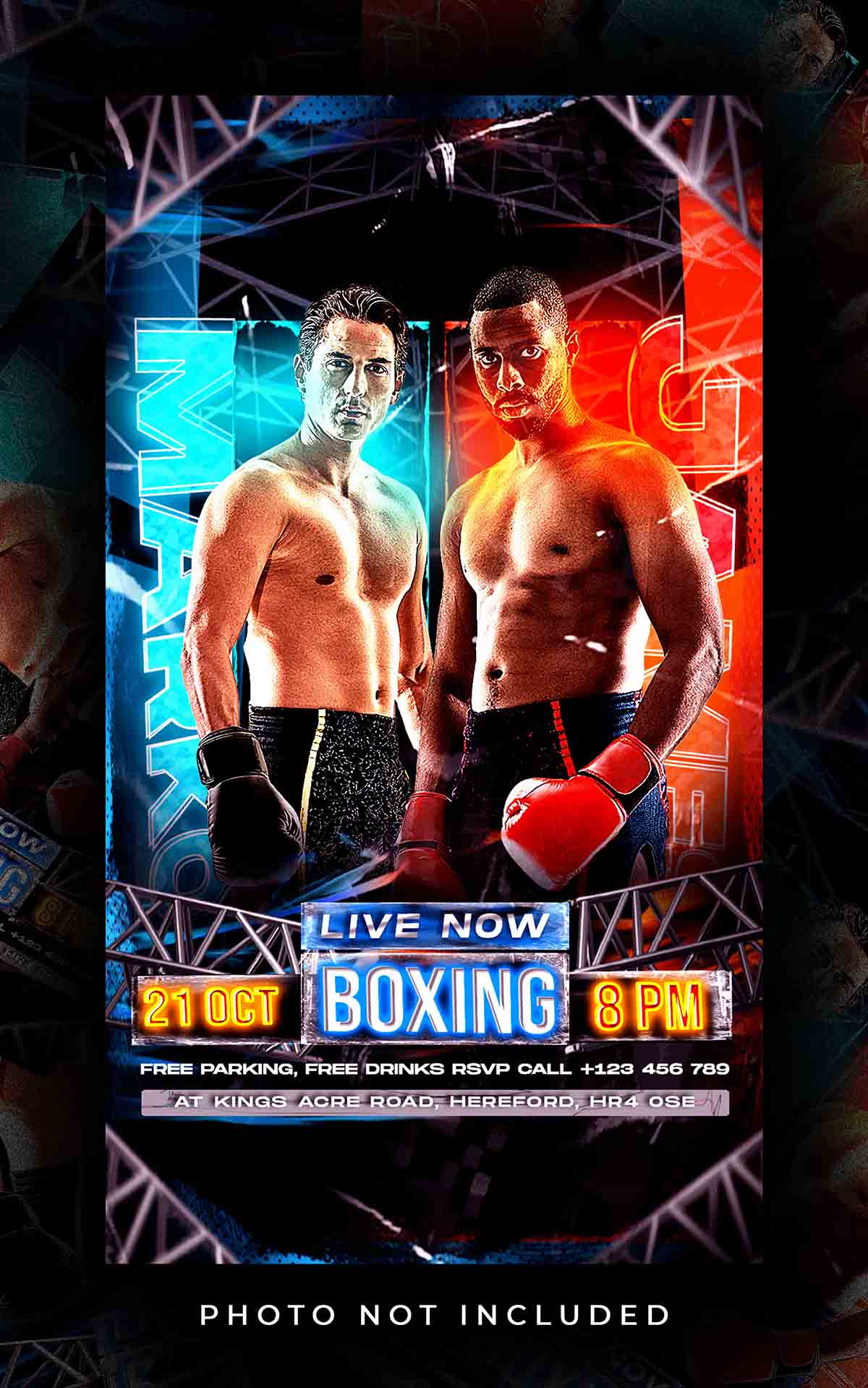 Poster thể thao môn boxing file PSD - mẫu số 6823