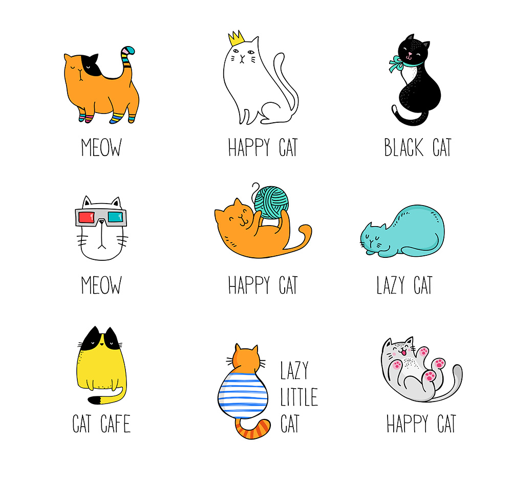 Hình ảnh những chú mèo cute file vector mẫu CM59