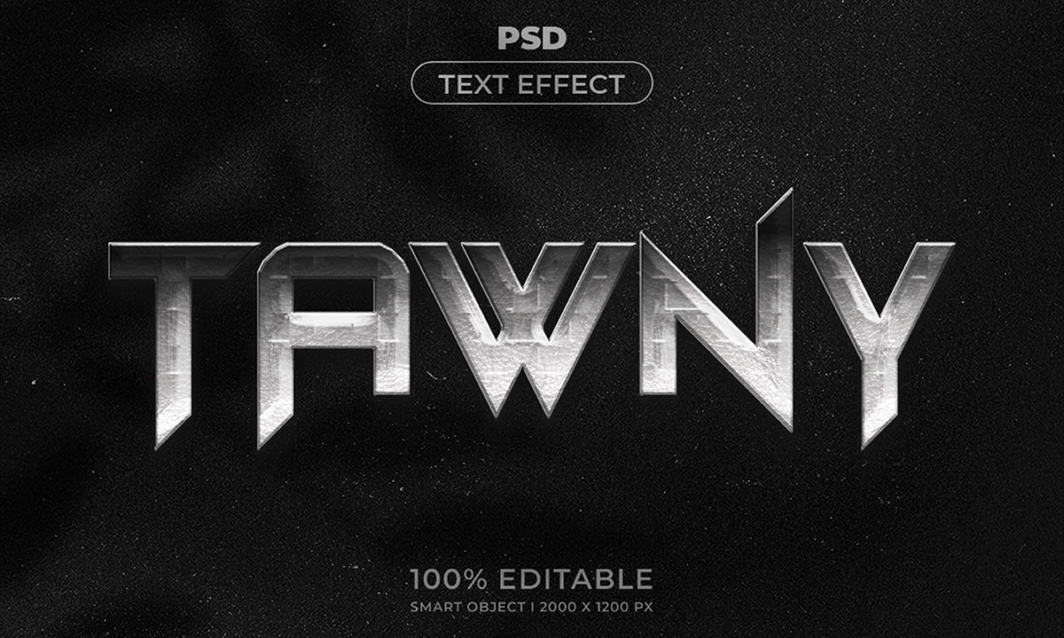 Hiệu ứng chữ 3D PSD cho phần mềm photoshop kim loại bạc - mẫu 268