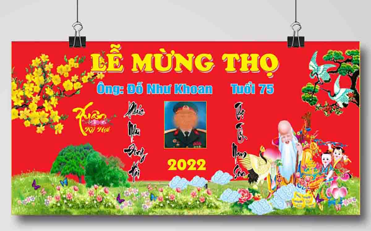 Backdrop lễ mừng thọ đầu xuân file Corel - mẫu 33