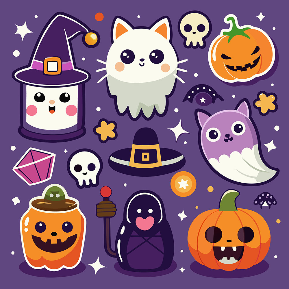 Hình minh họa nhân vật trong lễ hội halloween file EPS và AI mẫu MB76