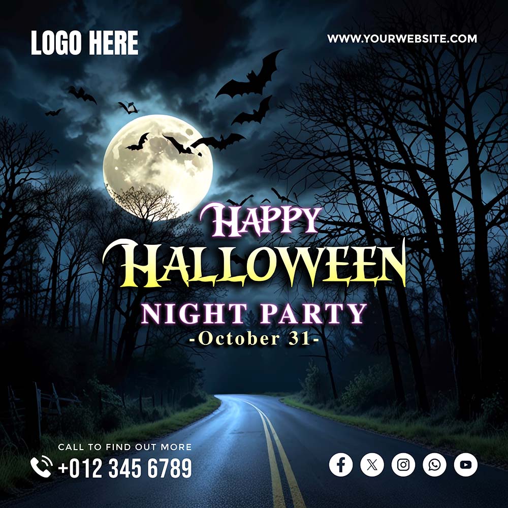 Poster lễ hội halloween kinh dị file PSD mẫu MB284