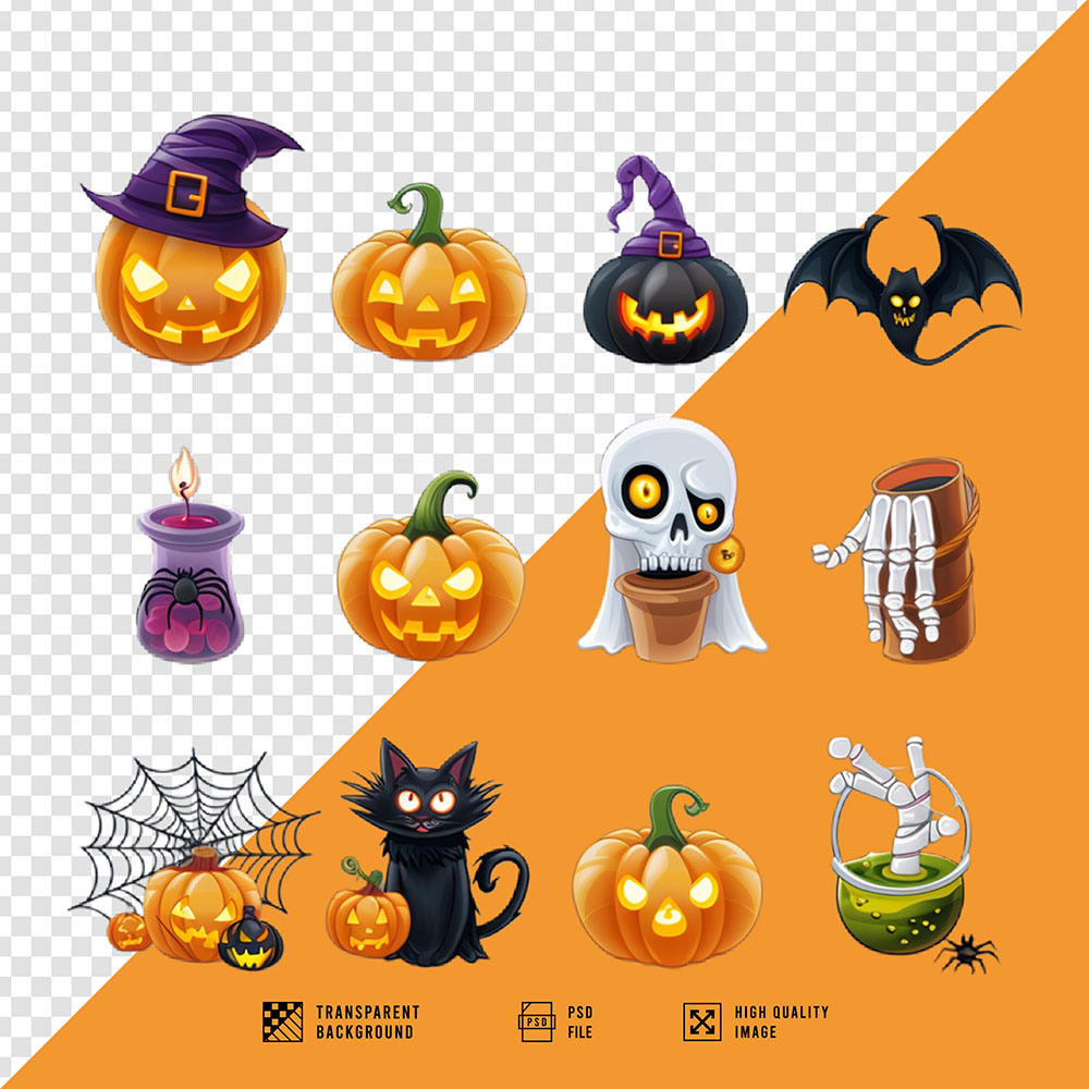 Hình minh họa nhân vật trang trí lễ hội halloween file PSD mẫu MB257