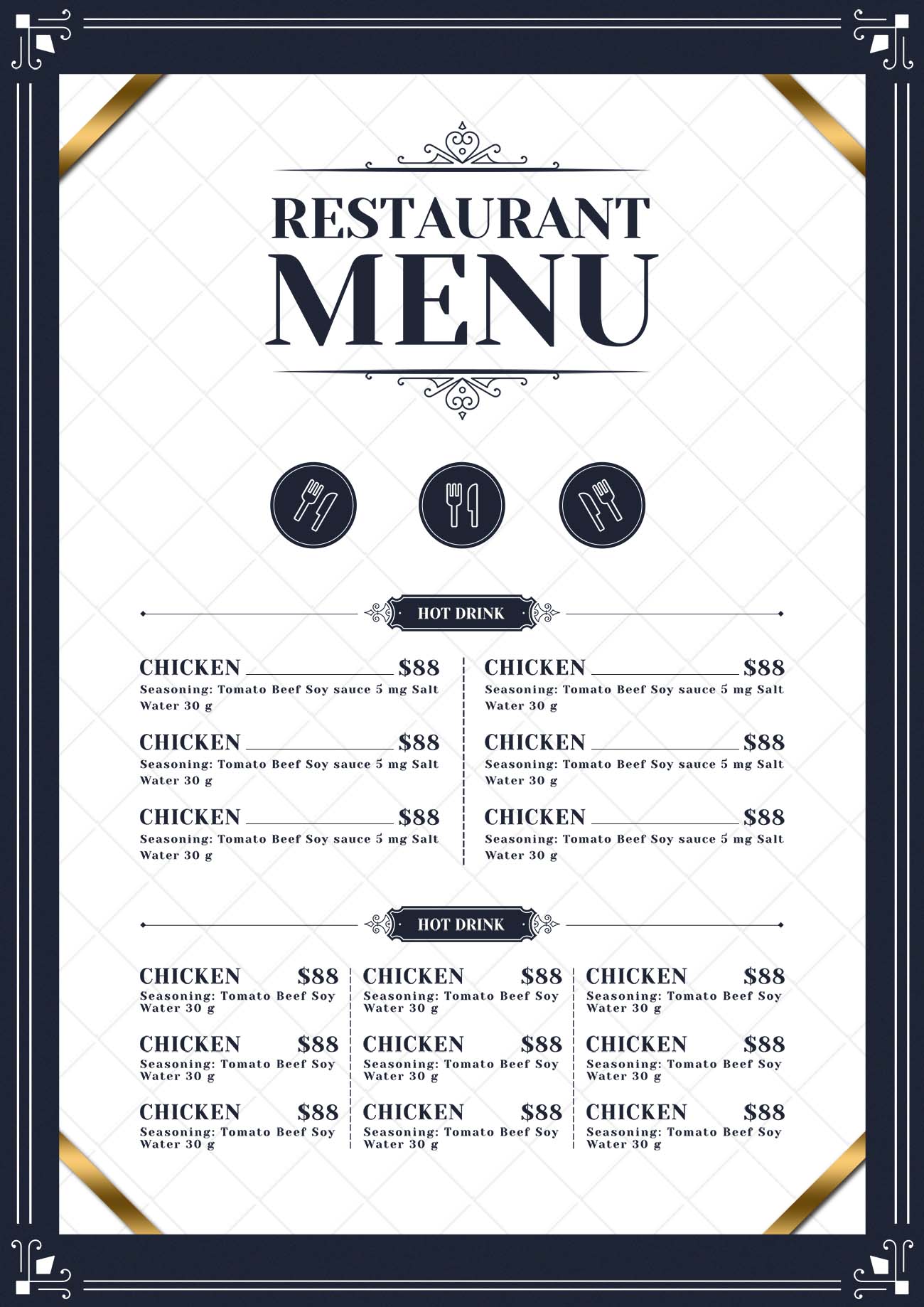 Mẫu menu đồ ăn file PSD mẫu H52