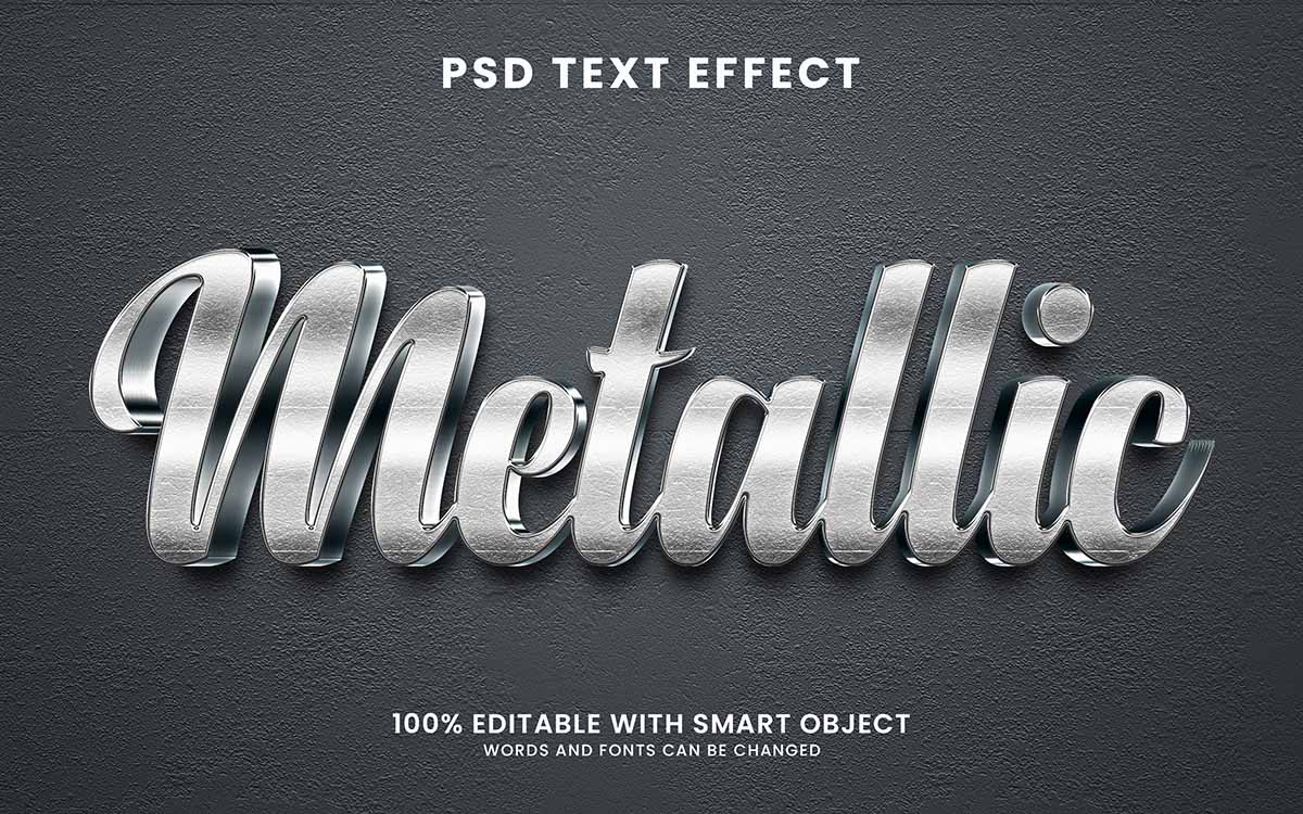 Hiệu ứng chữ 3D màu bạc file PSD mẫu HU1033