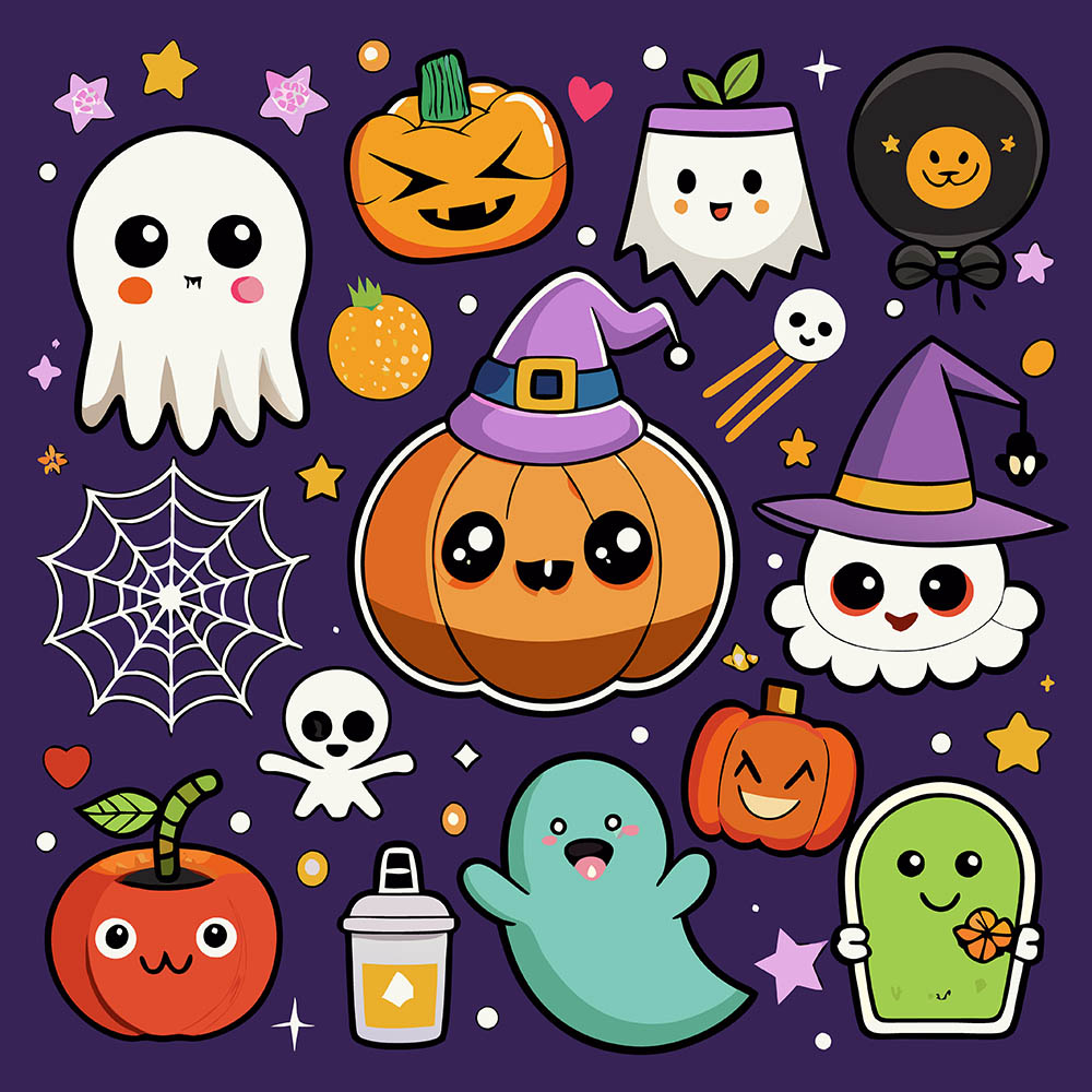 Hình minh họa nhân vật halloween dễ thương file EPS - mẫu số 692