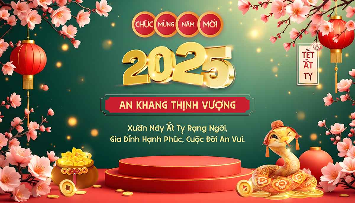 Banner chào mừng năm mới 2025 xuân ất tỵ file PSD mẫu số 527