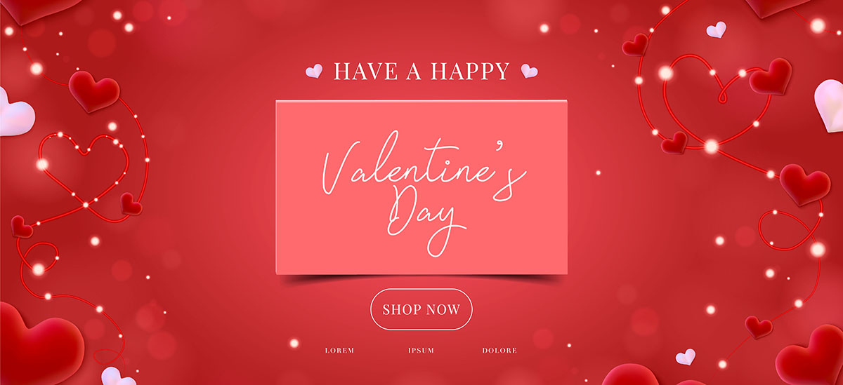 Banner dịp ngày valentine nền đỏ file vector mẫu số 572