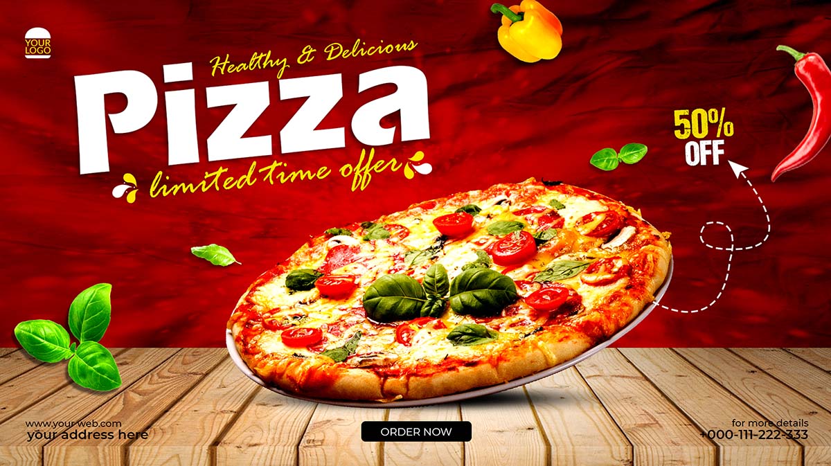 Banner quảng cáo bánh Pizza K06 file PSD