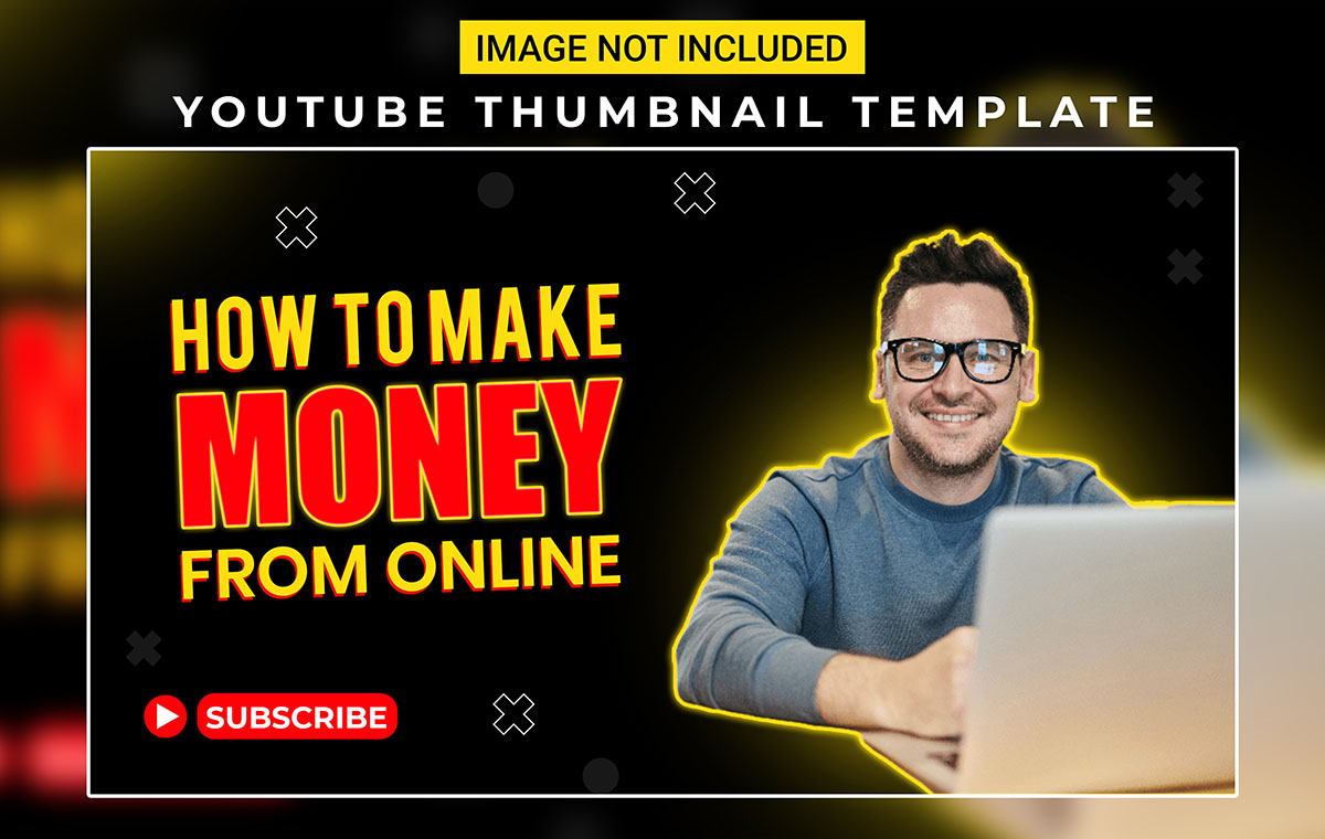 Ảnh thumb bìa kênh youtube chủ đề kiếm tiền file PSD mẫu G61