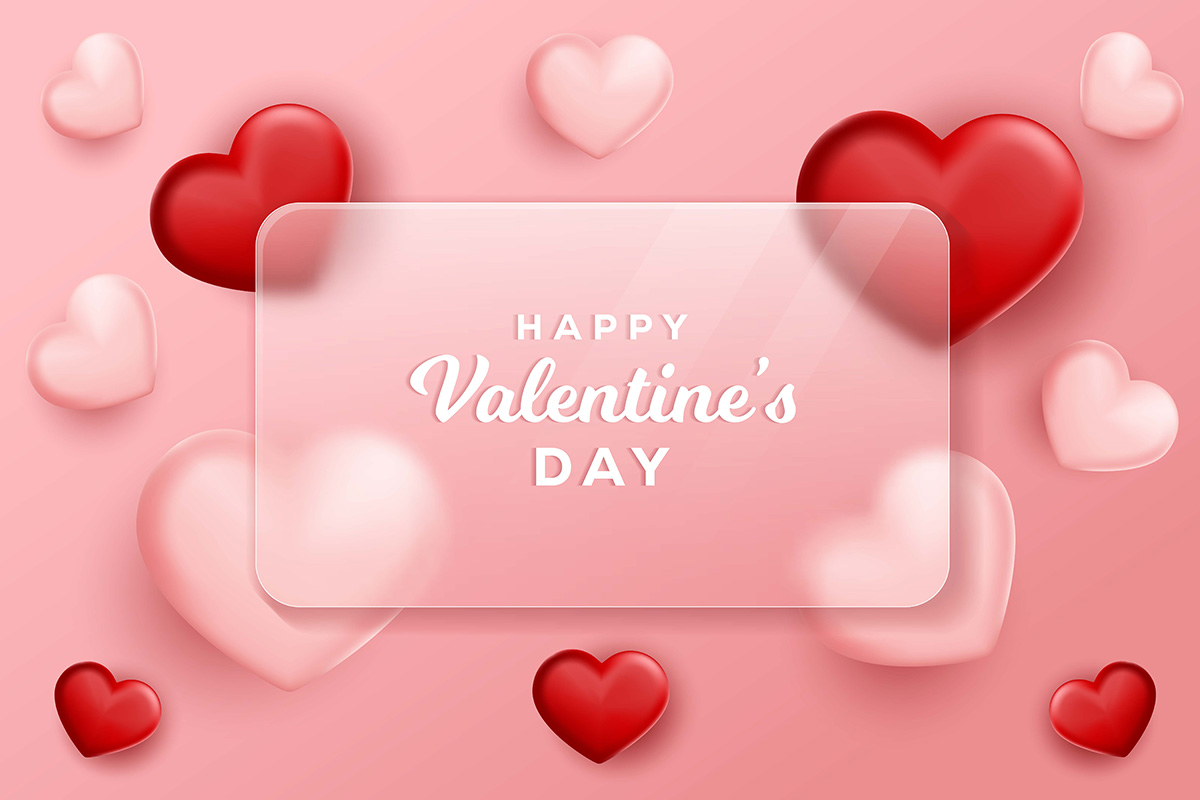 Banner ngày lễ valentine màu hồng lãng mạn file vector mẫu BV40