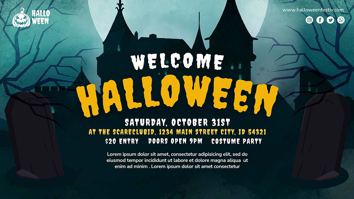 Banner lễ hội halloween file PSD mẫu MB360