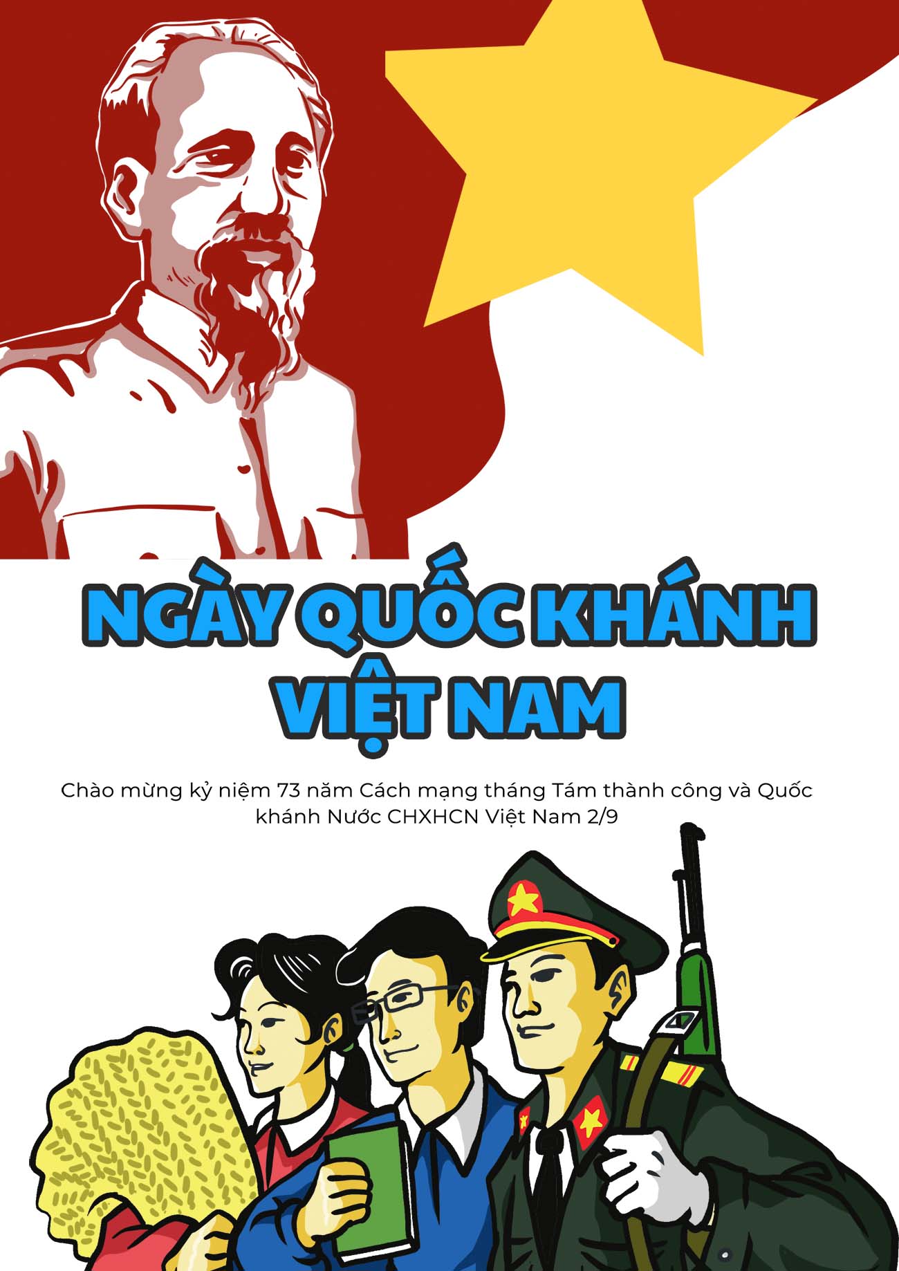 Poster kỉ niệm ngày quốc khánh 2-9 có chân dung Bác Hồ 01 file PSD