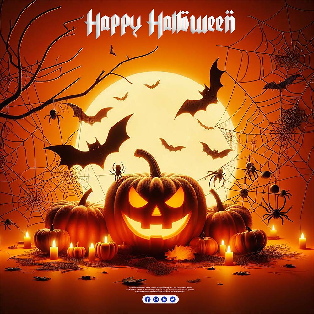 Banner bí ngô ma quái halloween file PSD - mẫu số 473