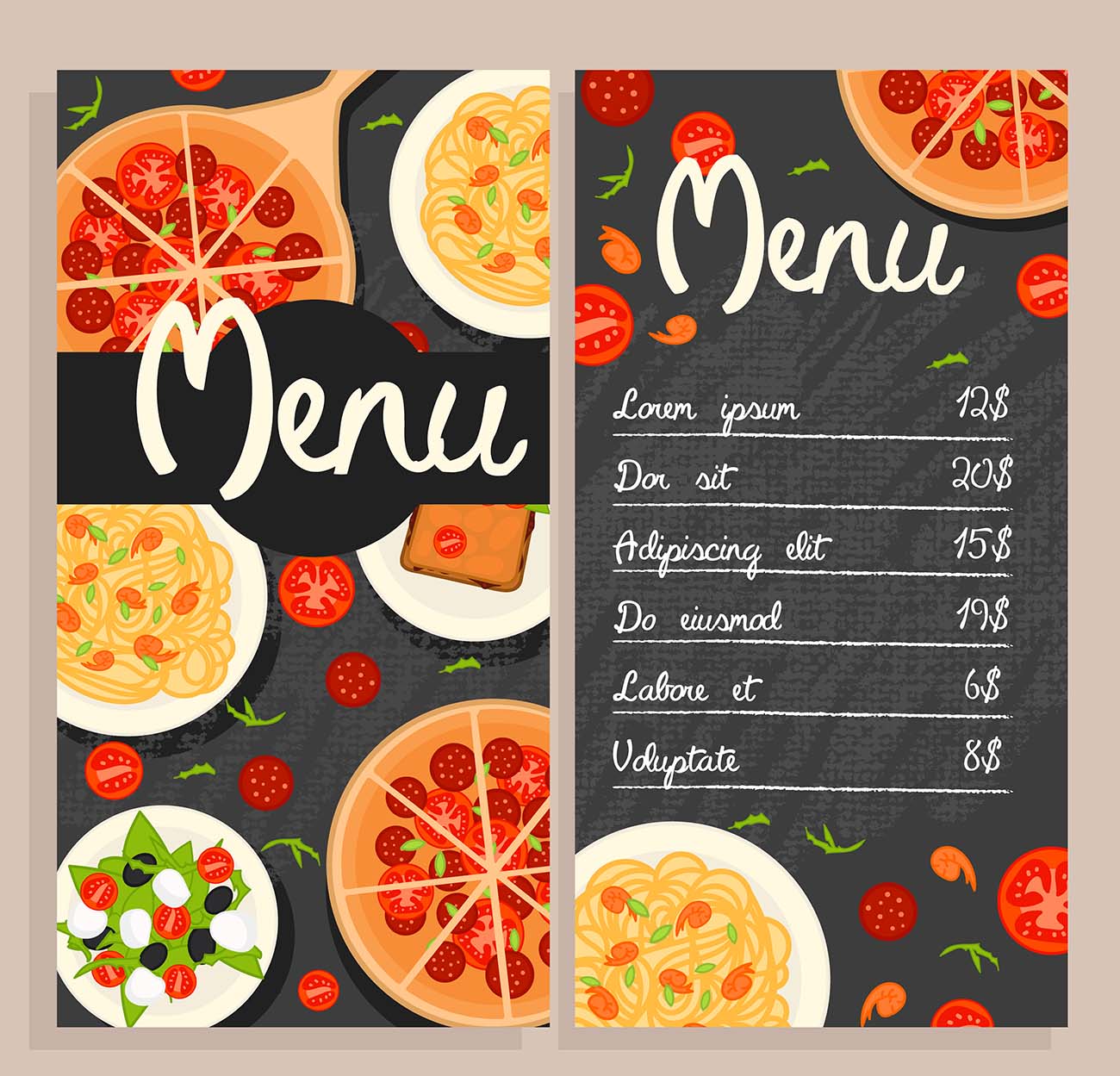 Mẫu menu của hàng pizza file EPS và AI mẫu H39