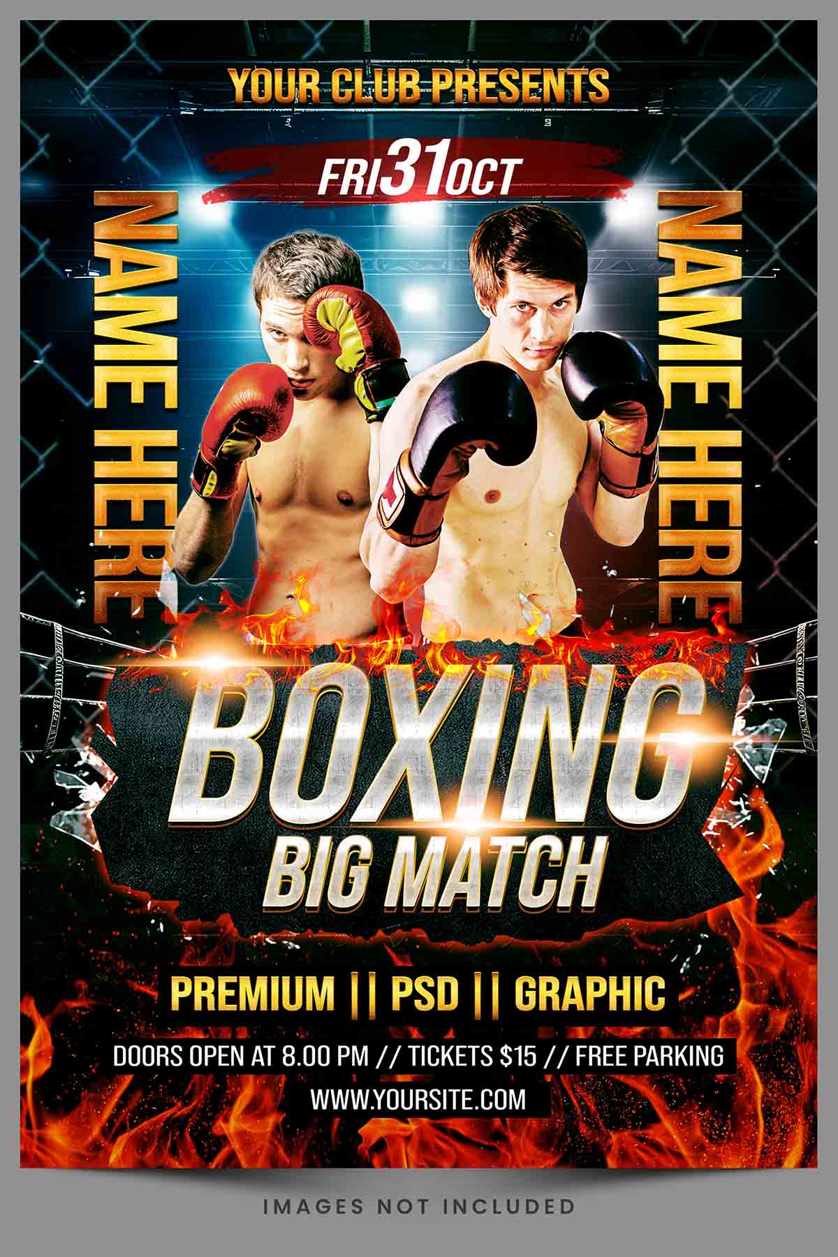 Poster thể thao môn boxing file PSD - mẫu số 7894