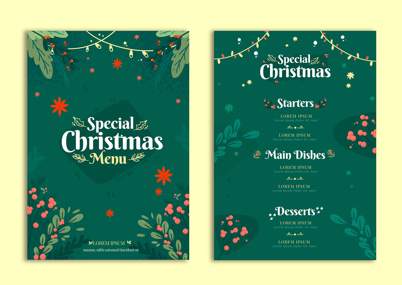 Banner menu nhà hàng phục vụ đêm noel file EPS