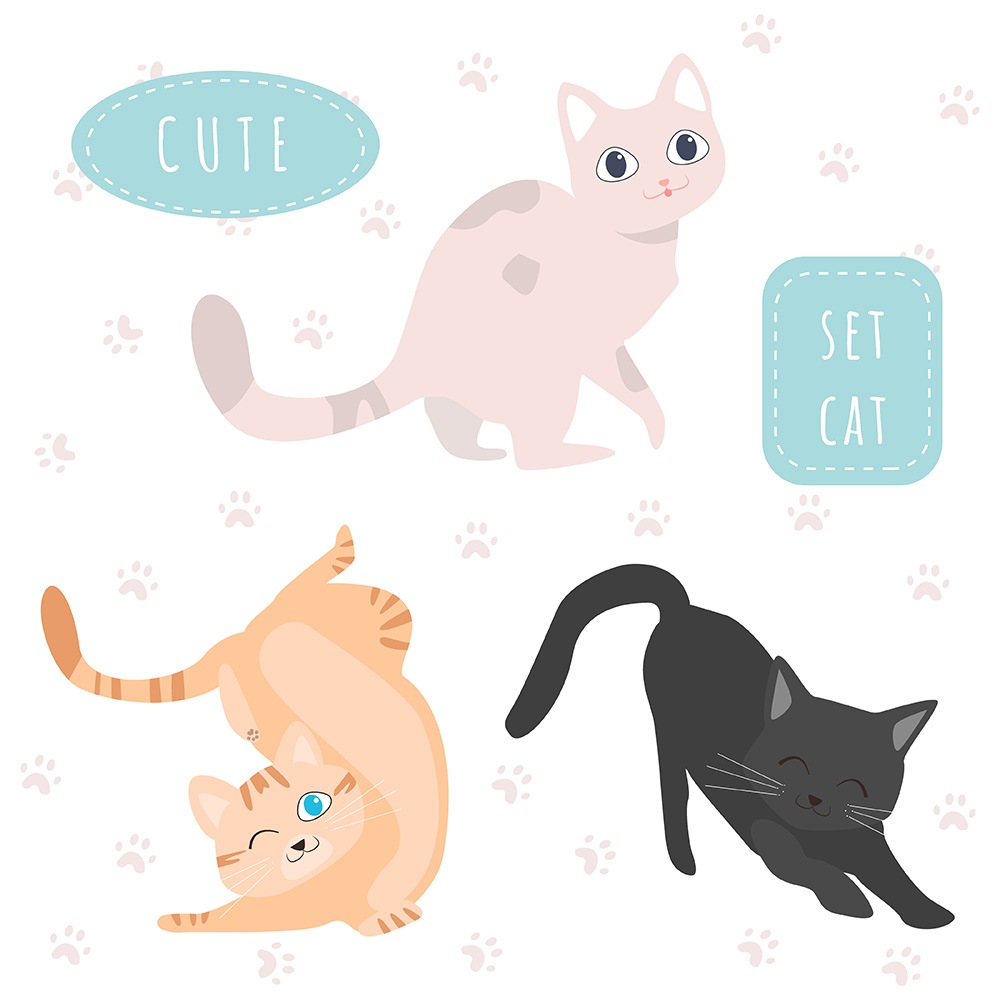 Bộ sưu tập những chú mèo cute file vector mẫu CM179