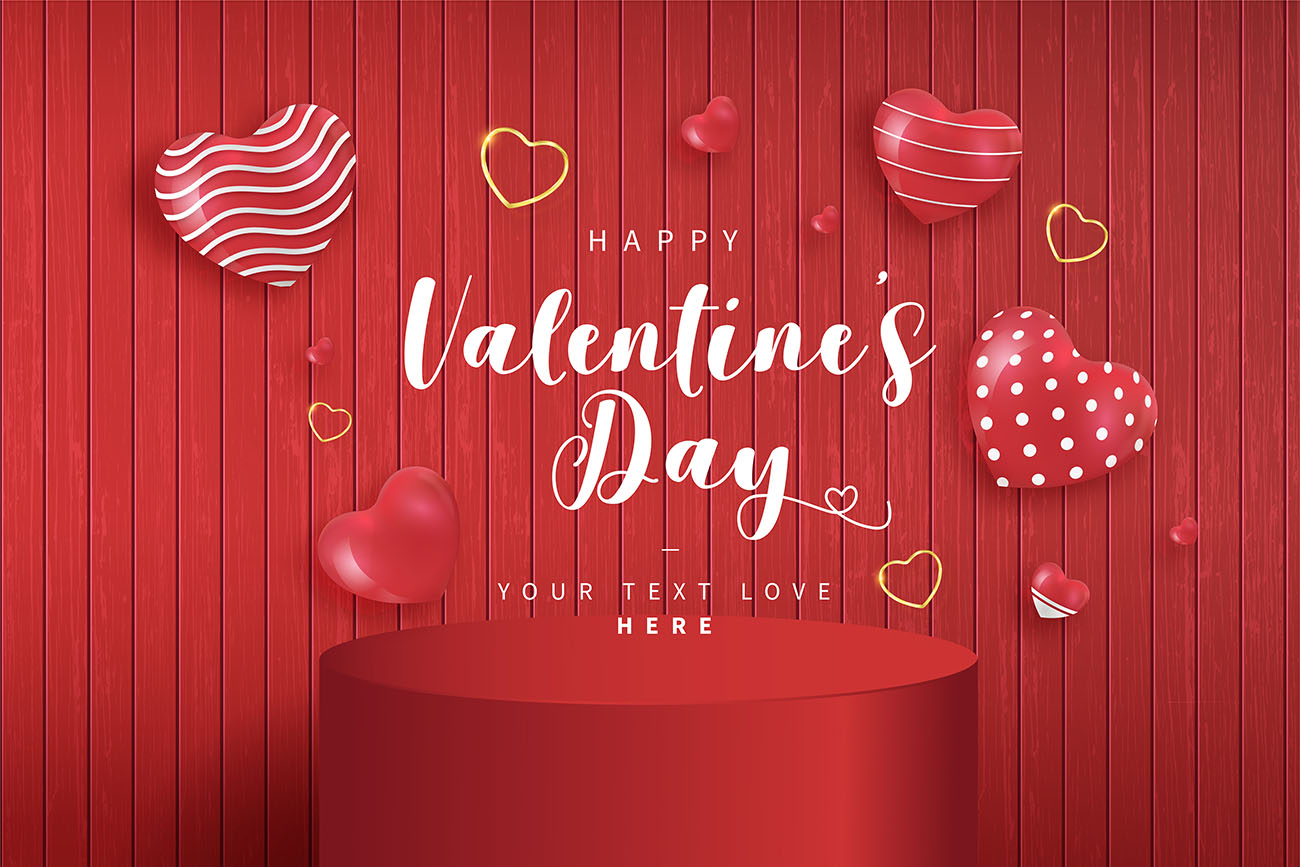 Banner bục 3d ngày valentine file EPS và AI mẫu V52