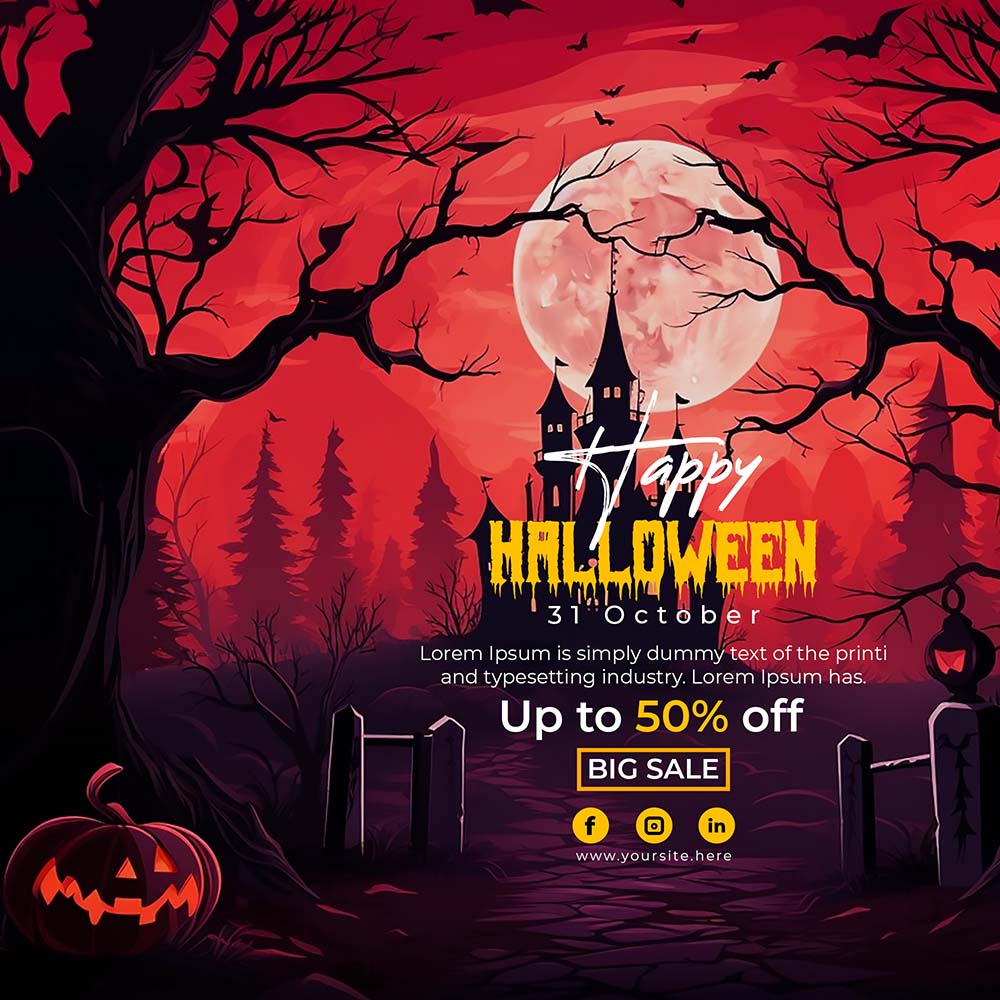 Poster lễ hội halloween file PSD mẫu MB249