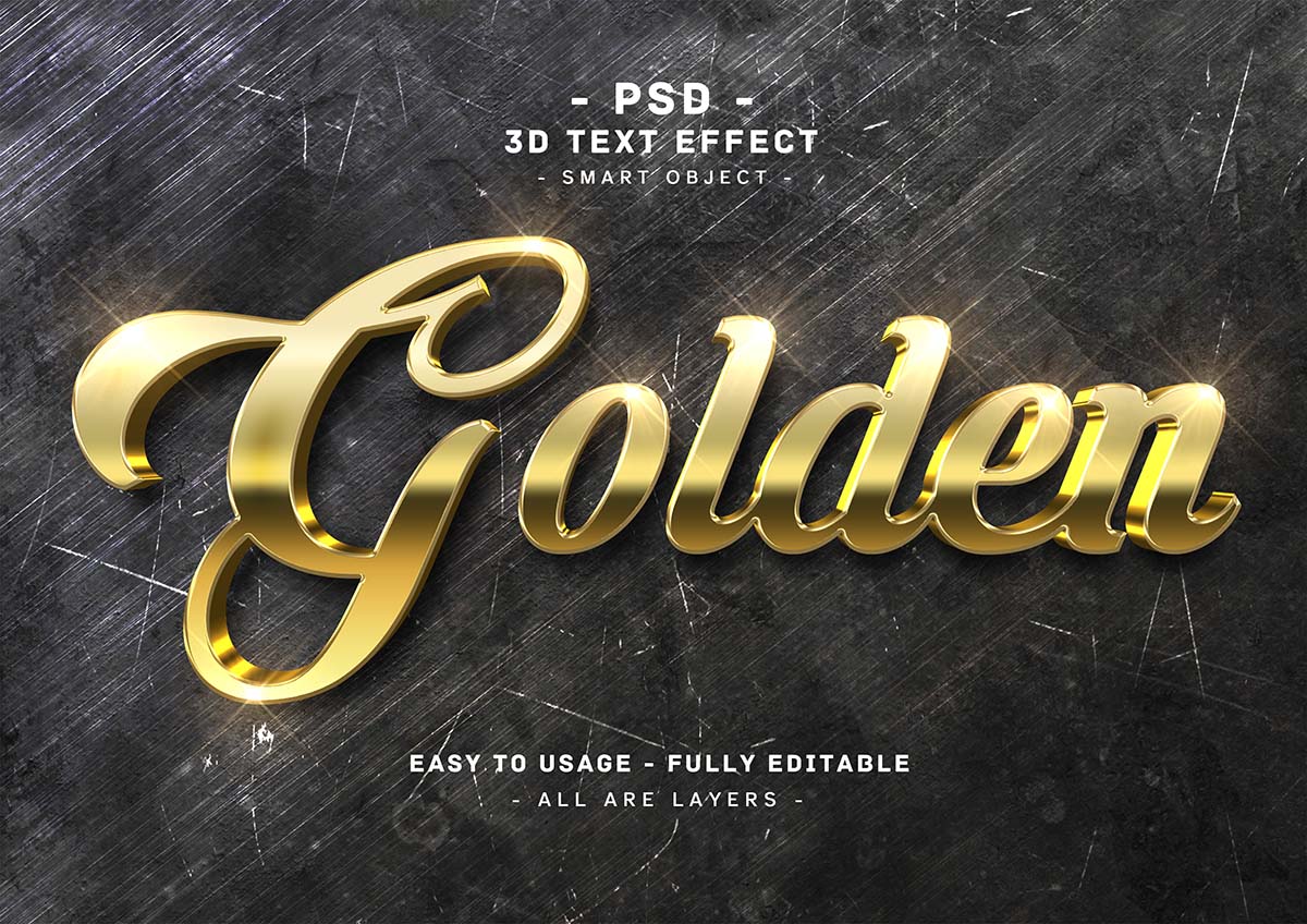 Hiệu ứng text gold file PSD mẫu HU381