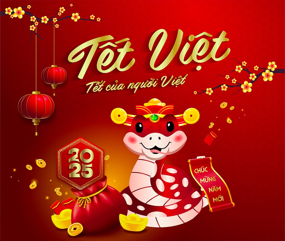 Banner dịp tết nguyên đán ất tỵ file vector - mẫu số 411