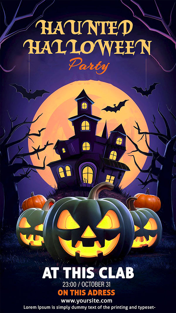 Poster lễ hội halloween kinh dị file PSD mẫu MB200