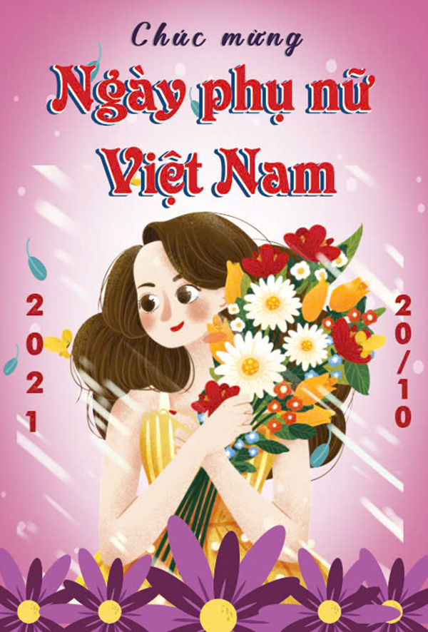 Poster chúc mừng ngày phụ nữ việt nam file EPS và AI mẫu PN237