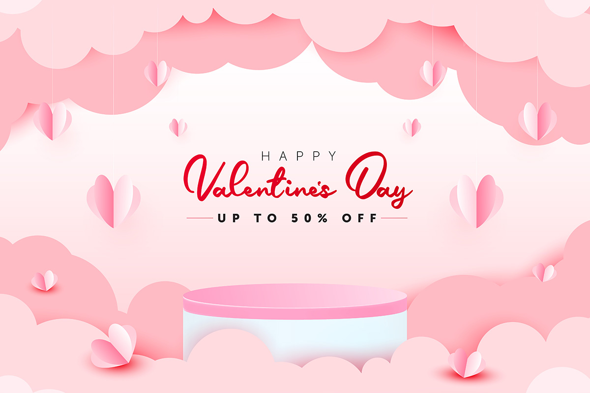 Banner ngày lễ valentine lãng mạn file vector mẫu BV66