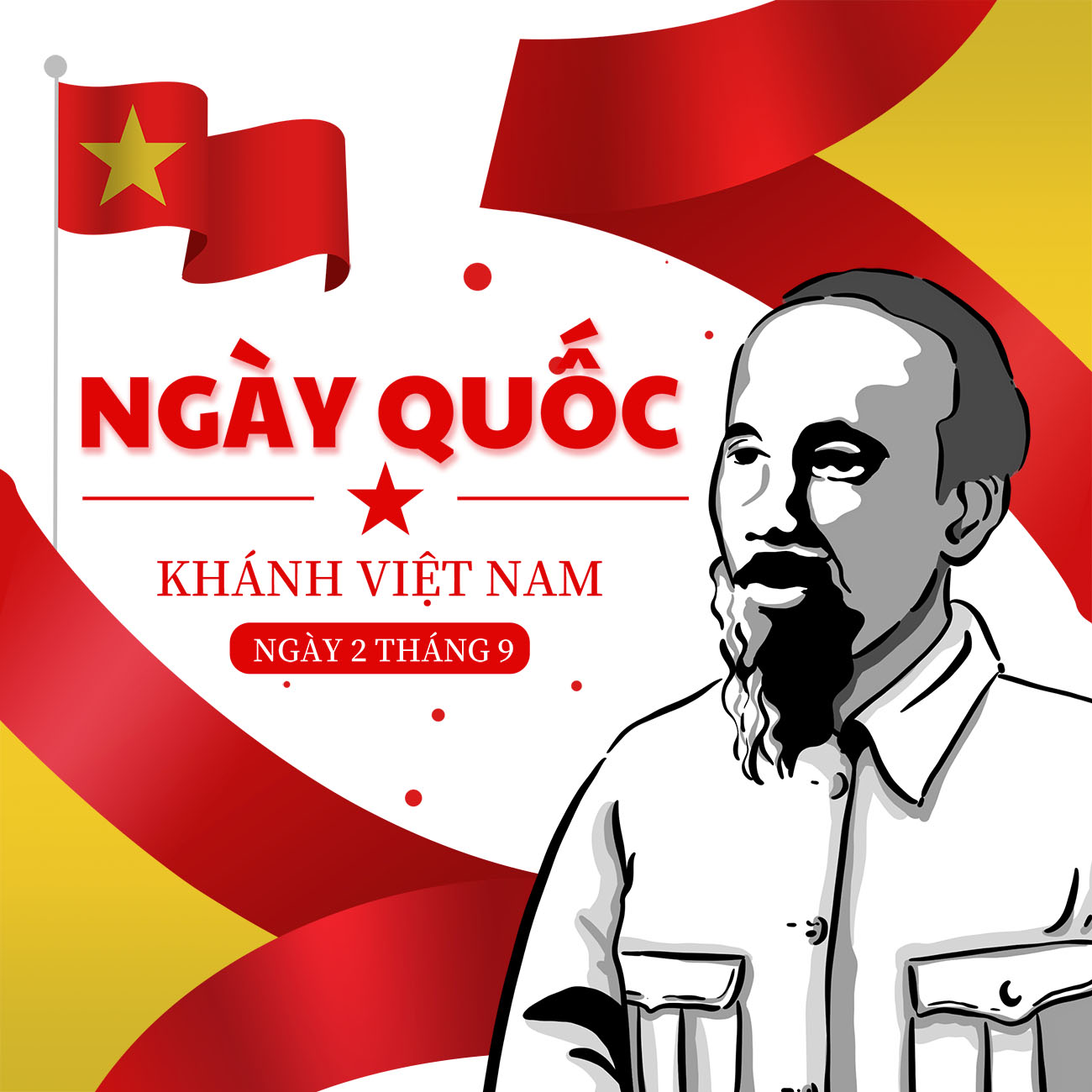 Poster mừng quốc khánh 2-9 có chân dung Bác Hồ vector mẫu 17 file PSD