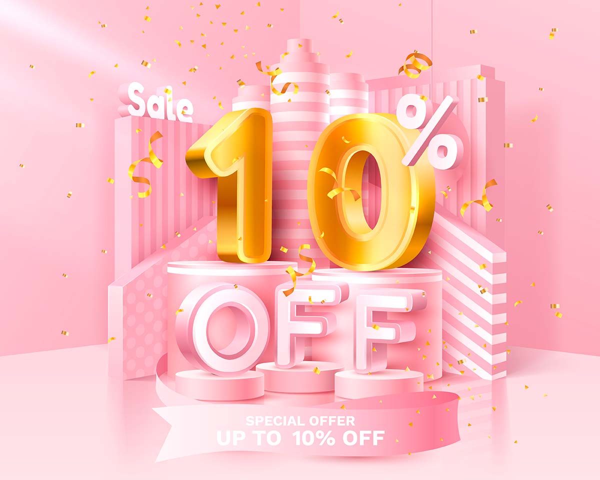 Banner hình ảnh bục sale 10% vector mẫu số 306