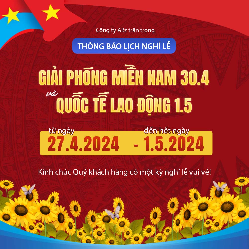 Thông báo nghỉ lễ dịp 30.4 - 01.5 mẫu 59 file PSD