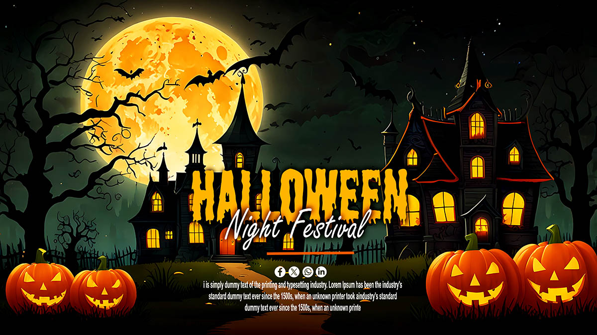 Banner đêm trăng lễ hội halloween file PSD - mẫu số 217