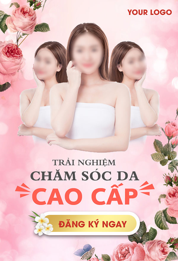 Poster quảng cáo dịch vụ chăm sóc da tại spa file PSD mẫu KF61