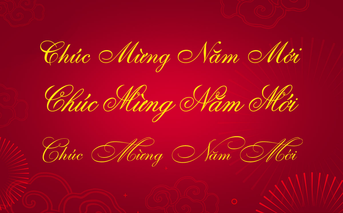 4 font chữ nghiêng viết tay chúc mừng năm mới