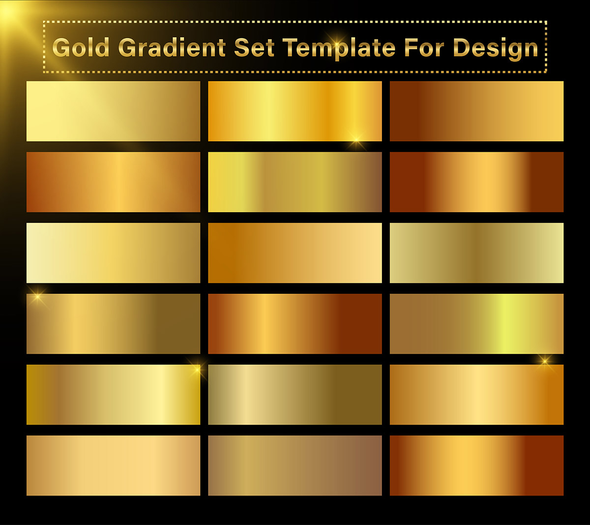 Bộ màu gold gradient sử dụng cho thiết kế file AI - mẫu số 16