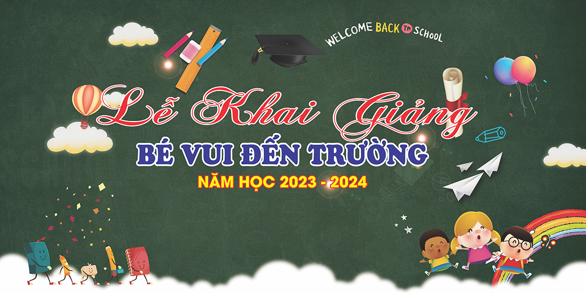 Backdrop Phông nền lễ khai giảng trường mầm non - File Corel số 1