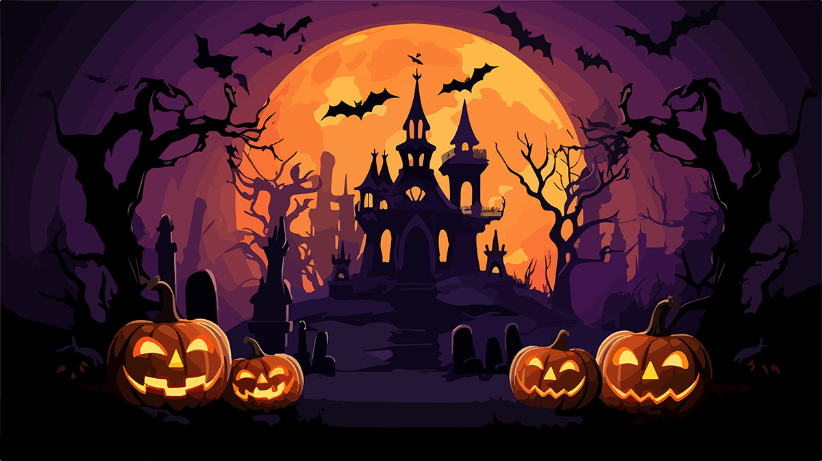 Background khu rừng ma quái halloween file EPS - mẫu số 127