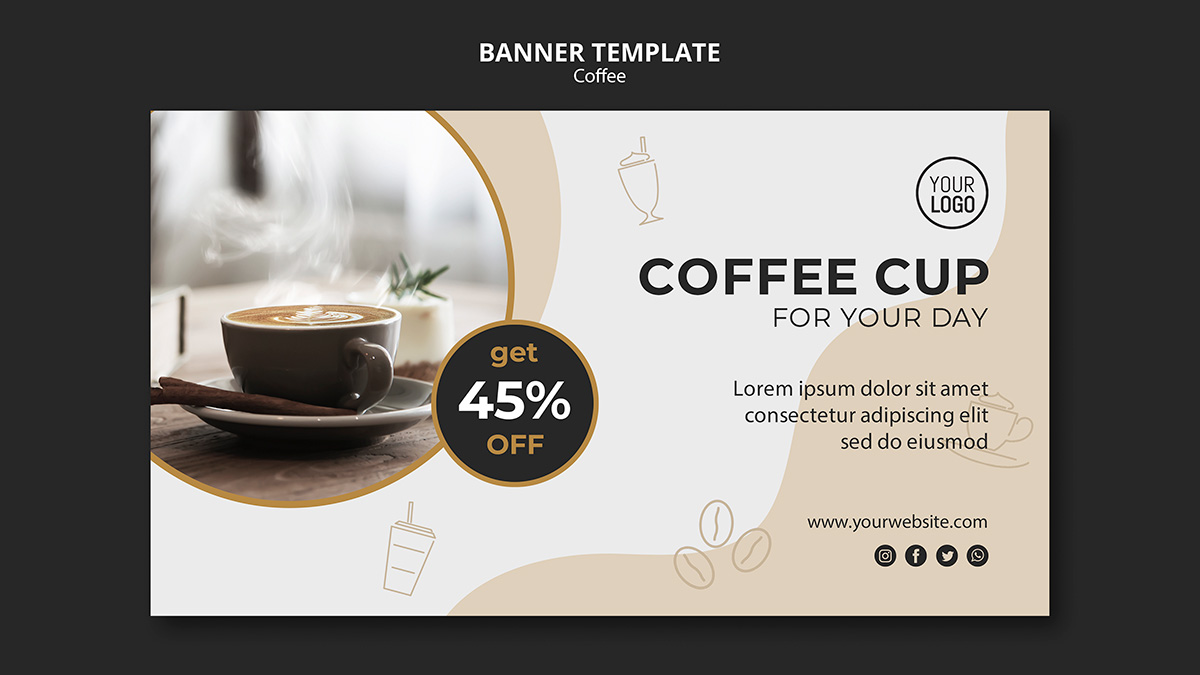 Banner quảng cáo coffee file PSD mẫu CF138