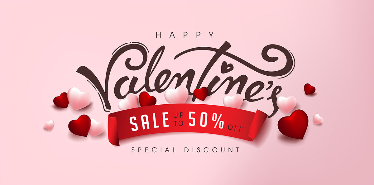 Banner giảm giá ngày valentine nền hồng file vector mẫu số 579