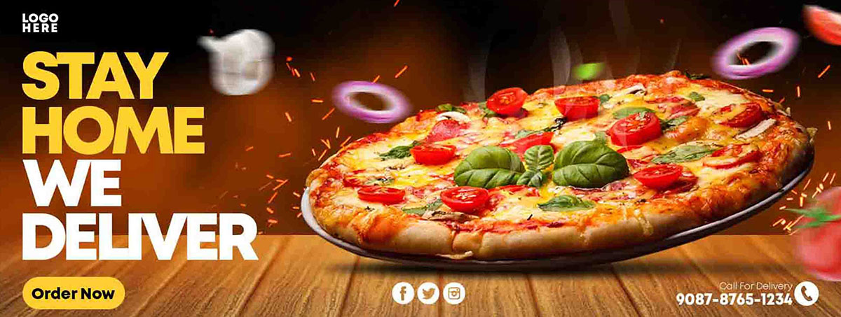 Banner quảng cáo bánh Pizza giao tận nhà K83 file PSD