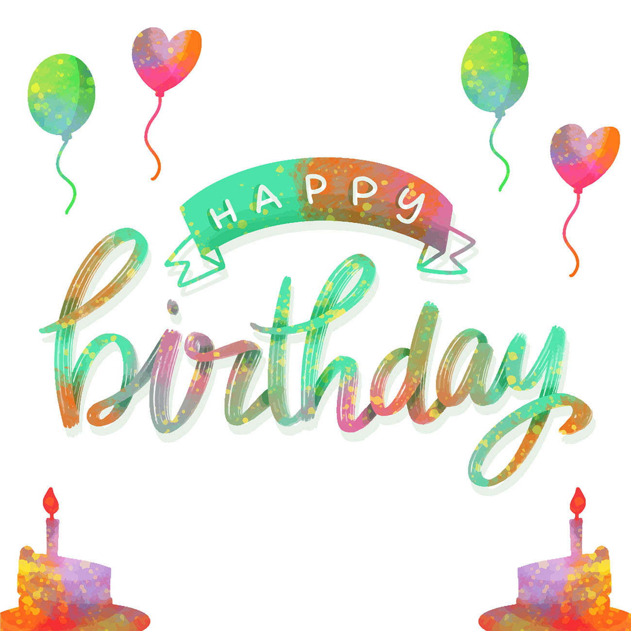 Bộ chữ typo happy birthday file EPS và AI mẫu K182