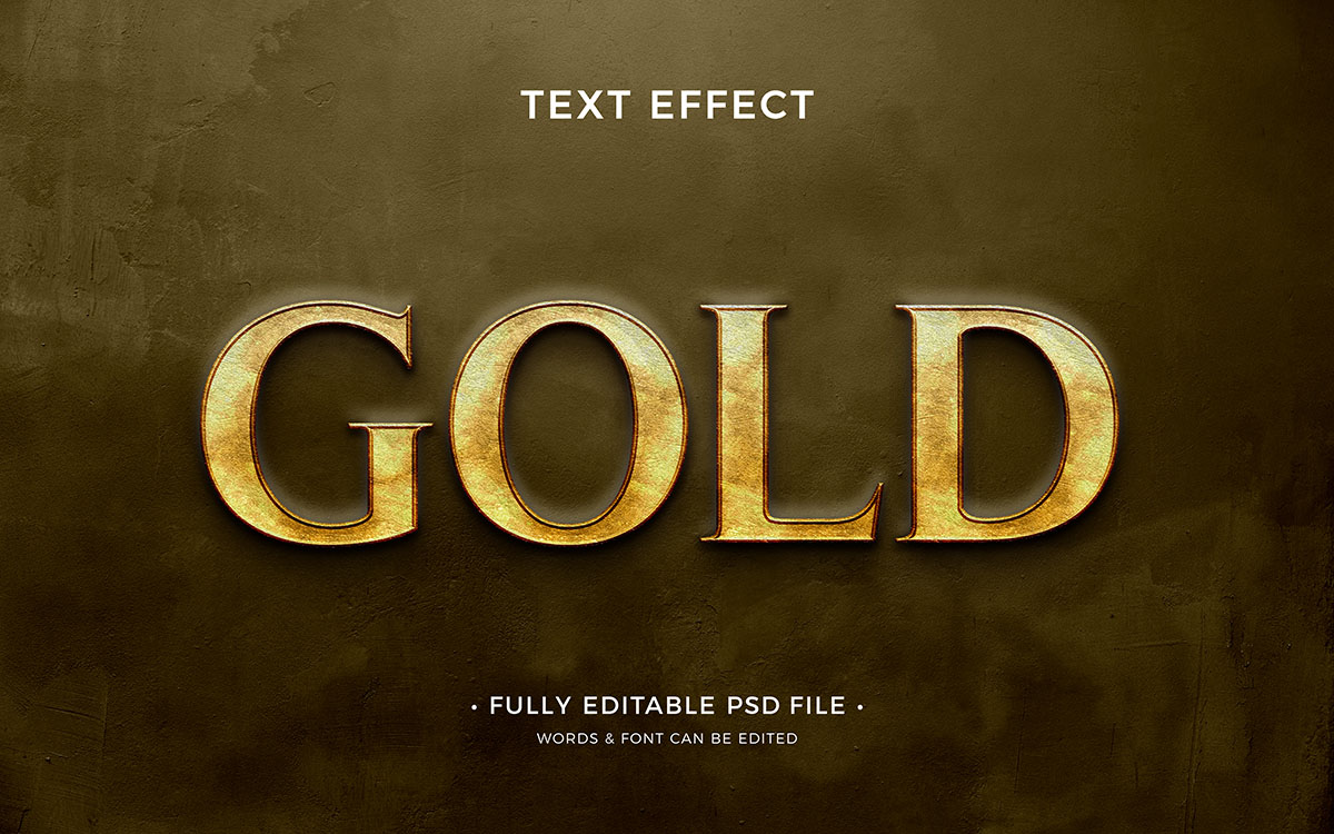 Hiệu ứng text gold file PSD mẫu HU388