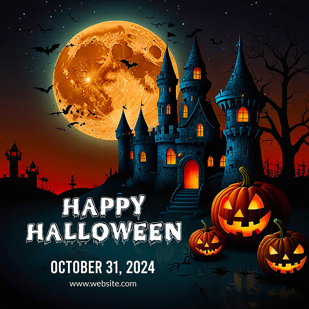 Banner lâu đài lễ hội halloween file PSD - mẫu số 315