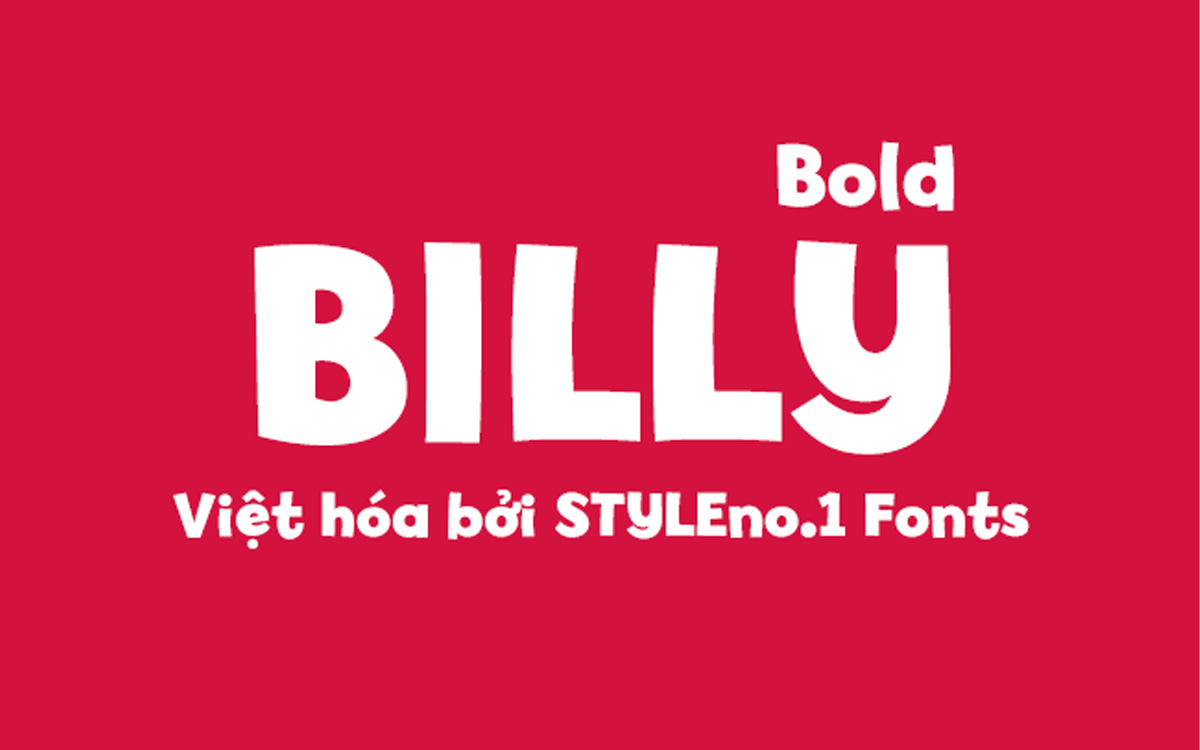 Font chữ vui vẻ, dễ thương, hoạt hình cho lĩnh vực trẻ em, đồ ăn, fodd, cute SVN-Billy Bold