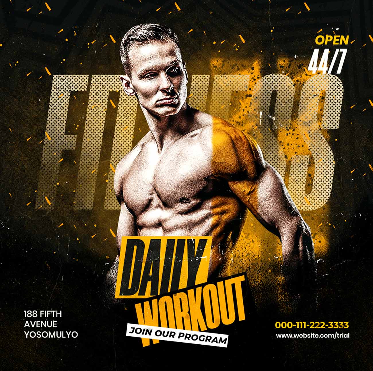 Poster quảng cáo trung tâm fitness gym F40 file PSD