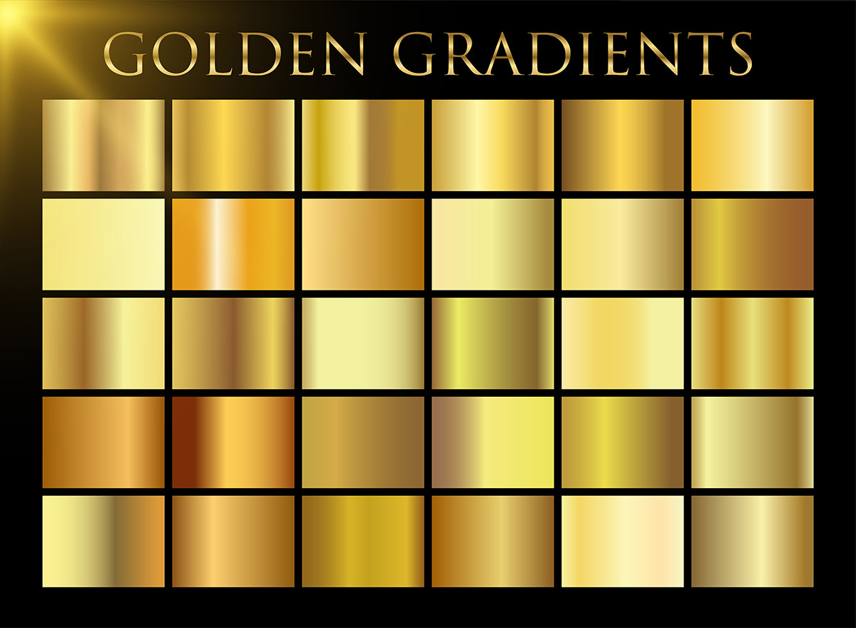 Bộ màu gradient vàng gold sang trọng cho phần mềm illustrator file AI ...