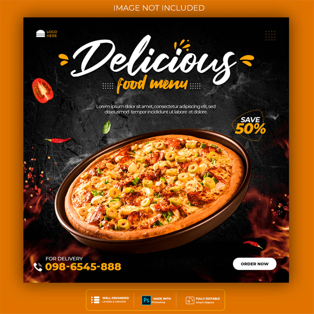 Banner quảng cáo ưu đãi bánh pizza file PSD - mẫu số 832