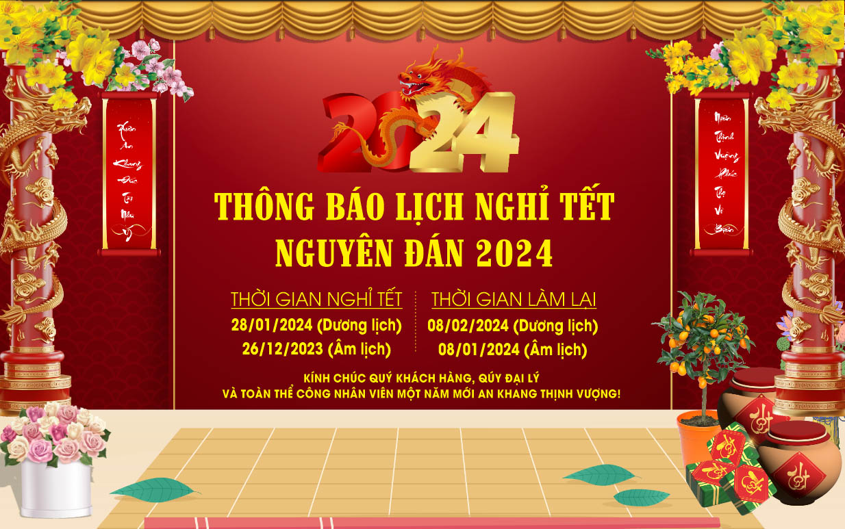 Backdrop lịch báo nghỉ tết chào mừng năm mới 2024 mẫu số 1220 - File Corel