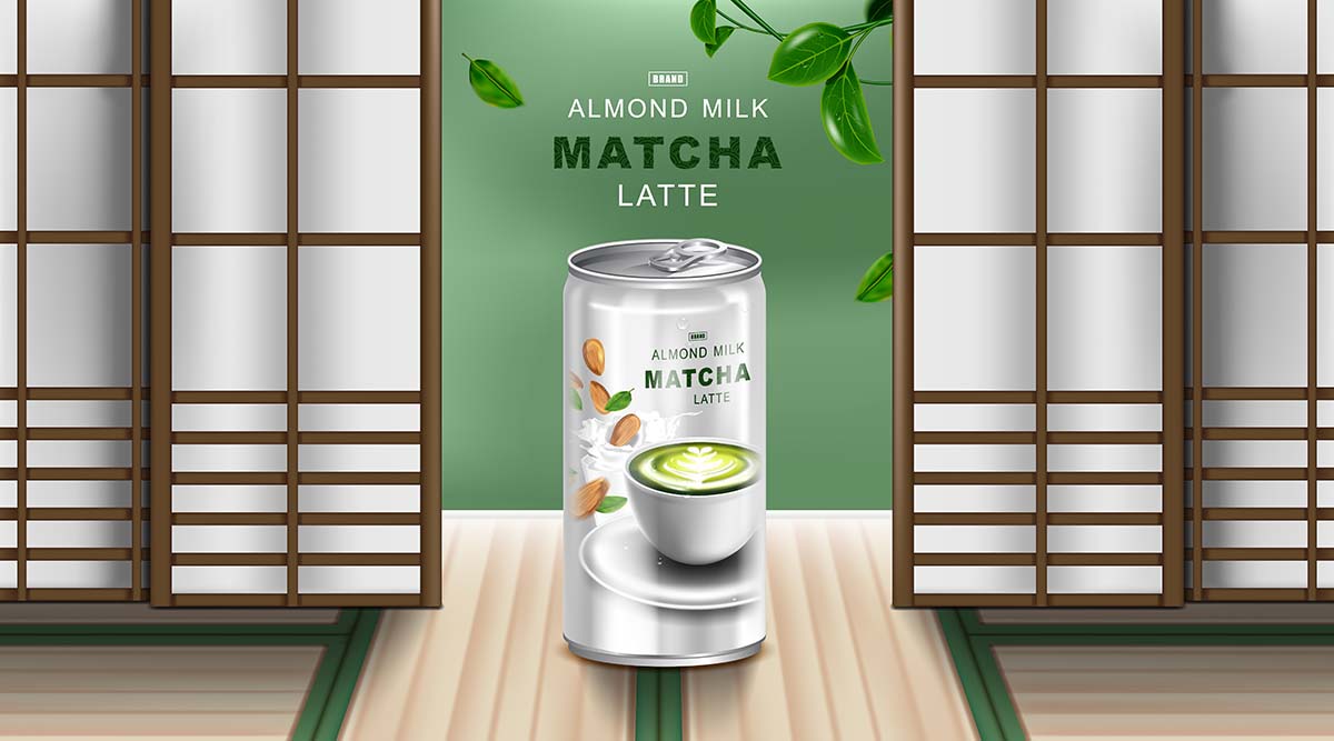 Banner quảng cáo lon nước matcha latte file vector mẫu số 338